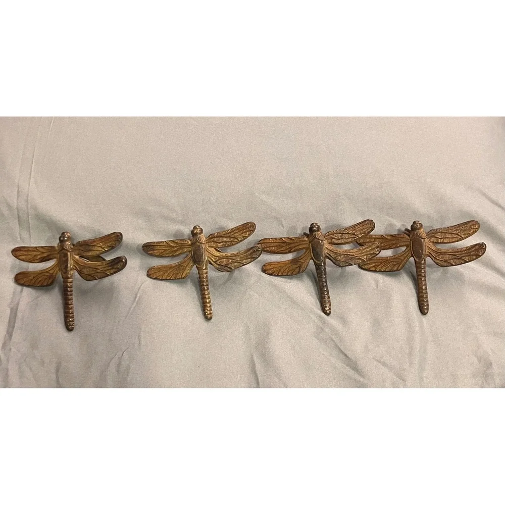 Dragonfly Napkin Rings Set of 4 OS Bronze Brass Tone Metal Vintage Style